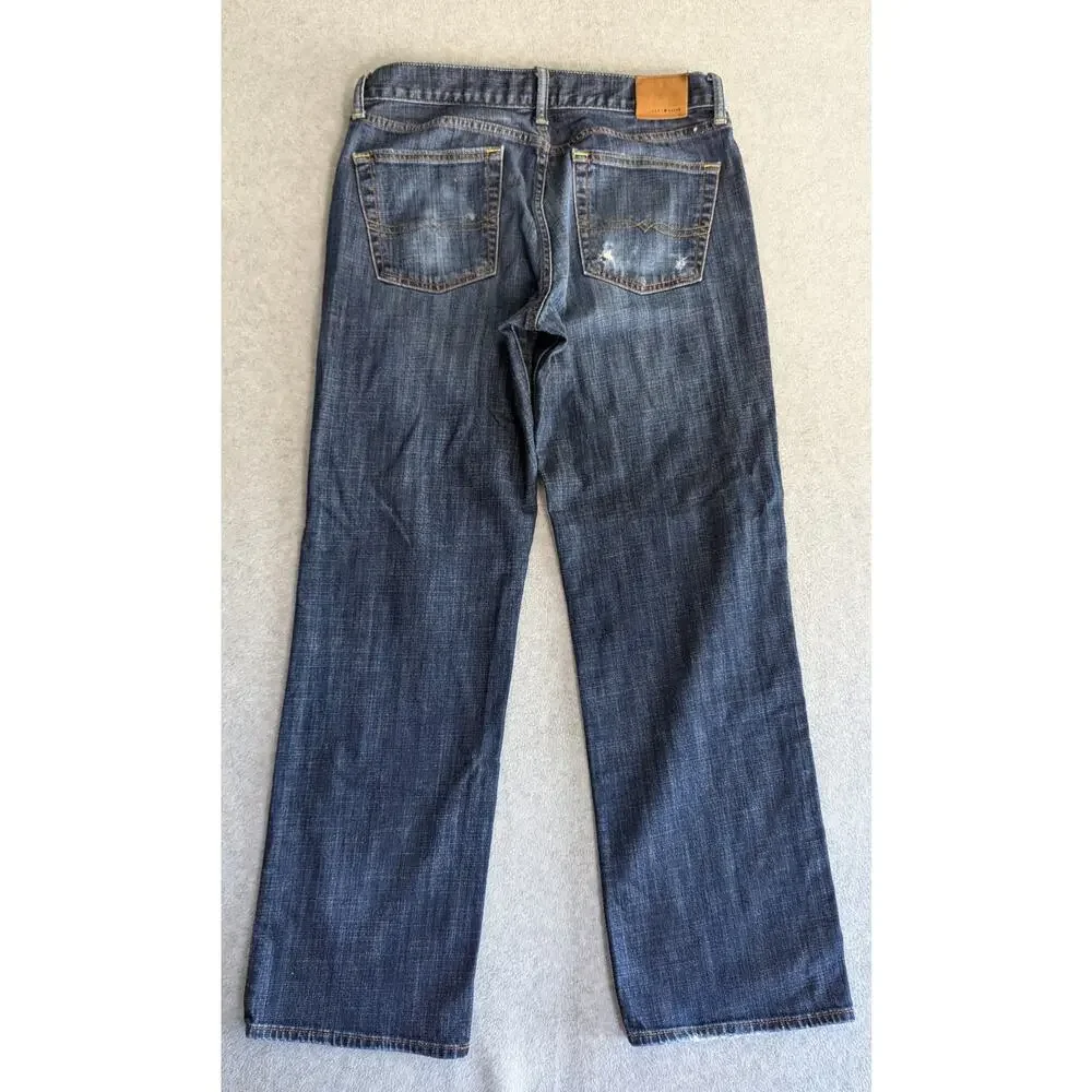 LUCKY BRAND Jeans Size 34x31 Straight Leg Faded Zip Fly‎ 5 Pkt Dark Wash Men